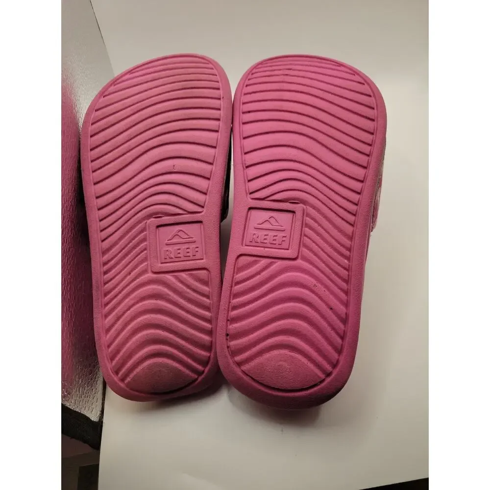 Little Girls Reef Flip Flops Size 1 Big Kid Butterfly Pink Summer